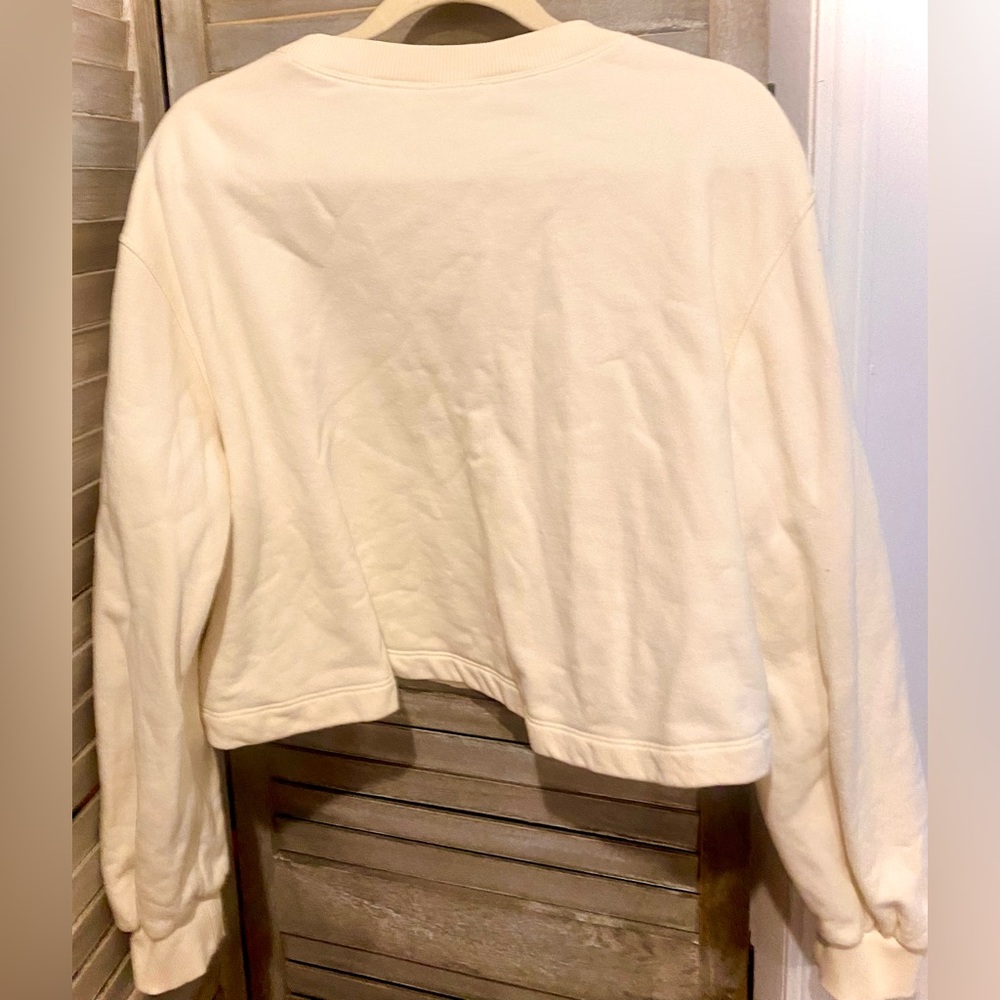 SEE BY CHLOE Ecru/ Off White Laser Cut Cropped Floral Sweatshirt Size XL - Picture 6 of 6